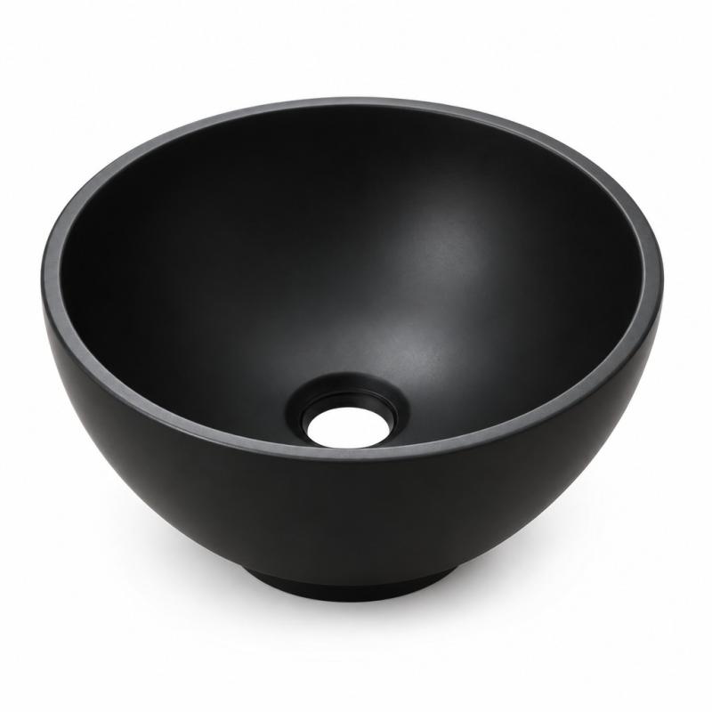 Solid S kleine waskom fontein Solid Surface rond 20 x 20 x 11 cm mat zwart 1208953268